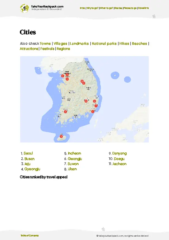 example page 6 from our offline Travel Guide for South Korea
